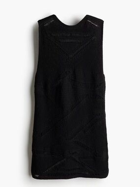 LADDER-STITCH-LOOK POINTELLE-KNIT DRESS